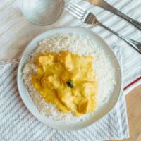 Chicken Korma · Mildly spiced dish with turmeric, fresh chopped garlic, ginger in a thick creamy sauce.