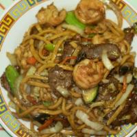 Lo Mein · Shown above is our shrimp lo mein with zucchini, onion, celery, napa cabbage, mushrooms, & s...