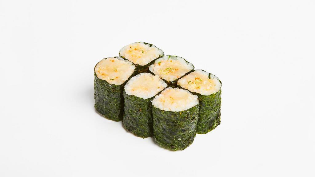 Spicy Scallop Roll · Spicy scallop with sushi rice wrapped in nori.