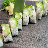 Mexican Roll · Fried shrimp, avocado, cucumber, and jalapeño. Served with brown rice and rolls with soy wra...