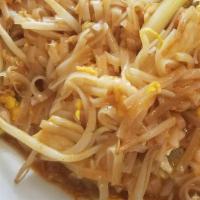 Pad Thai · Stir fried rice noodles with egg, sweet turnips, bean sprouts, and scallions in sweet tamari...