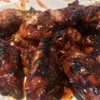 Chicken Wings (10 Pc) · Chicken wings tossed in our own honey bbq sauce or your choice of any of the below sauces.