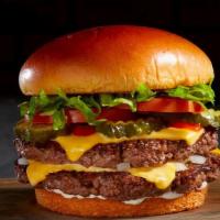 Double Cheeseburger · 2 ¼ lb. patties of fresh beef with melted cheese, pickle, lettuce, and tomato