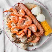Blue Crab Combo · Blue Crab, Shrimp, 1 Corn, 1 Potato, 1 Egg, and 1 Beef Sausage.