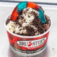 Kids' Dirt Sundae · Vanilla ice cream draped in dirt Oreo and a gummy on top