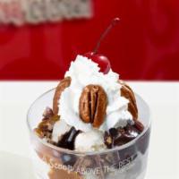 Turtle Sundae · Vanilla ice cream covered in hot fudge & caramel and topped off with some of our fresh, crun...
