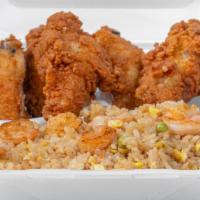 Shrimp Fried Rice & Combination (3 Shrimp & 3 Chicken Wings) · 