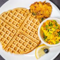 Waffle Combo · Golden buttermilk waffle, eggs your way, and your choice of bacon, ham, chix sausage, or por...