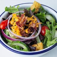 House Salad Sd · Mixed greens, cheddar cheese, grape tomatoes, cucumber, red onion, cornbread crouton.