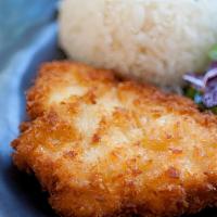 Fish Katsu Dinner · Fish filet coated with breadcrumbs n deep fry . Served with steam broccoli , soup or salad, ...
