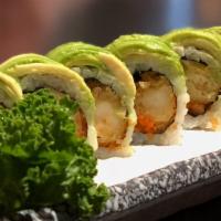 Dragon Roll · Two pieces shrimp tempura, asparagus, and ff top with avocado.