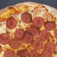 Pepperoni Pizza · Just like our classic but with enough pepperoni to make your heart content and maybe even re...