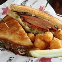 Fried Bologna · Flat-top grilled bologna, melted swiss cheese, lettuce, tomato and mayo on grilled country w...