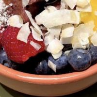 Acai Bowl · Delicious slices of banana with frozen acai pulp, mango, strawberry, blackberry, granola, sh...