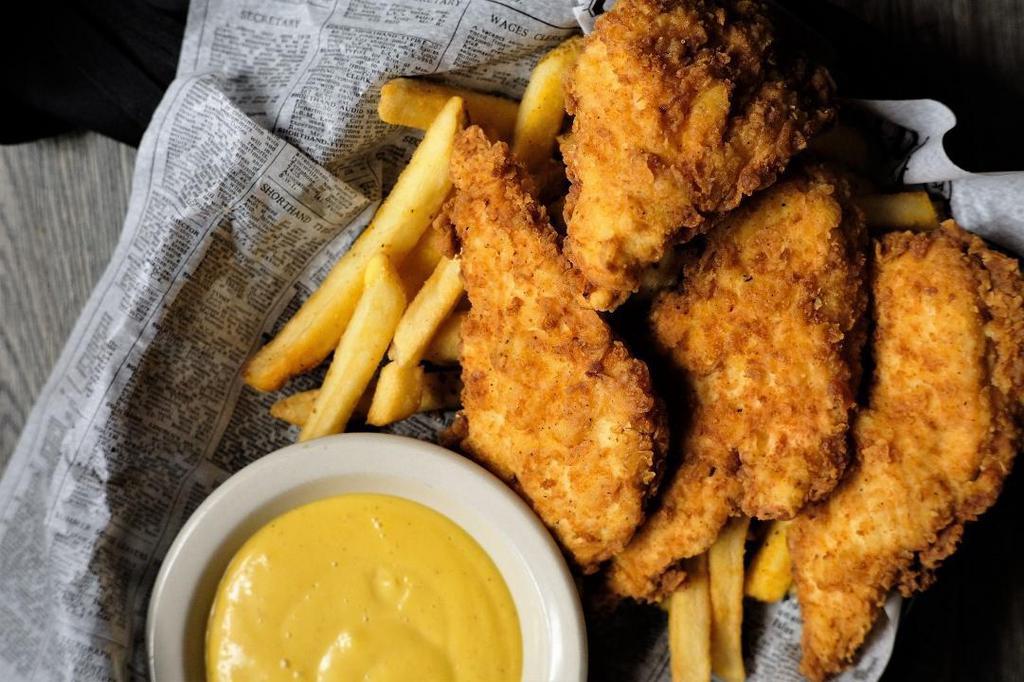 Farmhouse Tenders · Fresh juicy chicken strips hand-breaded to order with our special blend of herbs and spices.