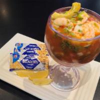 Shrimp Cocktail · Spicy. Shrimp in cocktail sauce served with crackers. Your choice of mild, medium, or hot.