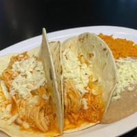 Taco Morro · Two tacos and your choice of steak, grilled chicken, beans, cheese, ground beef, or shredded...