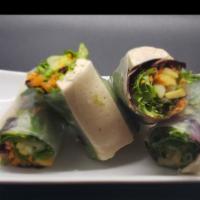 Summer Roll · Choice of shrimps, chicken or tofu wrapped in soft vermicelli, cucumber, lettuce, carrot, ma...