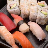 Sushi Lunch · Chef's choice of 5 pcs nigiri 
and 1 roll (8 pcs)