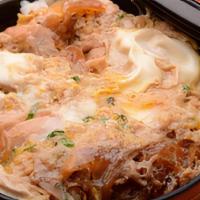 Oyako Don · Bowl of rice topped with chicken, egg and onion.