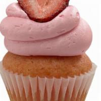 Double Strawberry · Moist Strawberry Cake topped with our signature strawberry velvet buttercream