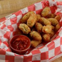 Fried Cheese Curds · Lightly battered Cheddar cheese curds, served with marinara.