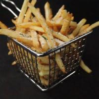 Truffle Fries · Pbs styled fries, truffle oil and parmesan cheese.
