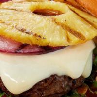 Hawaiian Burger · Your choice of meat pbs styled, grilled pineapple slices, ham and white cheese. All burgers ...