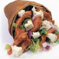 Greek Crepe · Marinated organic chicken, fresh marinated tomato, red onions, feta cheese, olive oil, lemon...