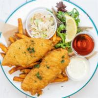 Fish & Chips · Battered fish, french fries, classic slaw and tartar sauce.