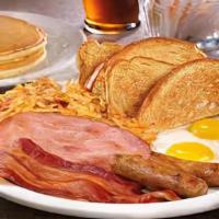 Breakfast 6 Items · Your choice between two eggs, bacon, sausage, ham, white or wheat toast, bagel whit cream ch...