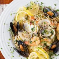 Frutti Di Mare · Imported spaghettini, mussels, clams, scallop and shrimp in tomatoes or white wine sauce.
