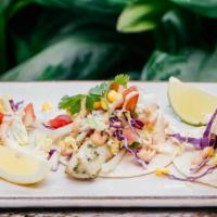 Fish Tacos · grilled mahi | cilantro lime | cabbage slaw | peppers | onion | chipotle aioli