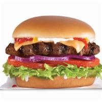 The Original 1/3 Lb Thickburger® · A 1/3 lb char-broiled Angus Beef patty, melted American cheese, lettuce, two slices of tomat...