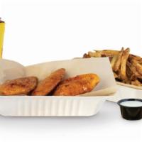 3 Pieces Crispy Tender Combo · 3 crispy tenders with 1 flavor, 1 dip, regular fries or veggie sticks.