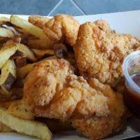 Chicken Tender Platter · Chicken tenders with our hand-cut fries and your choice of sauce (extra).