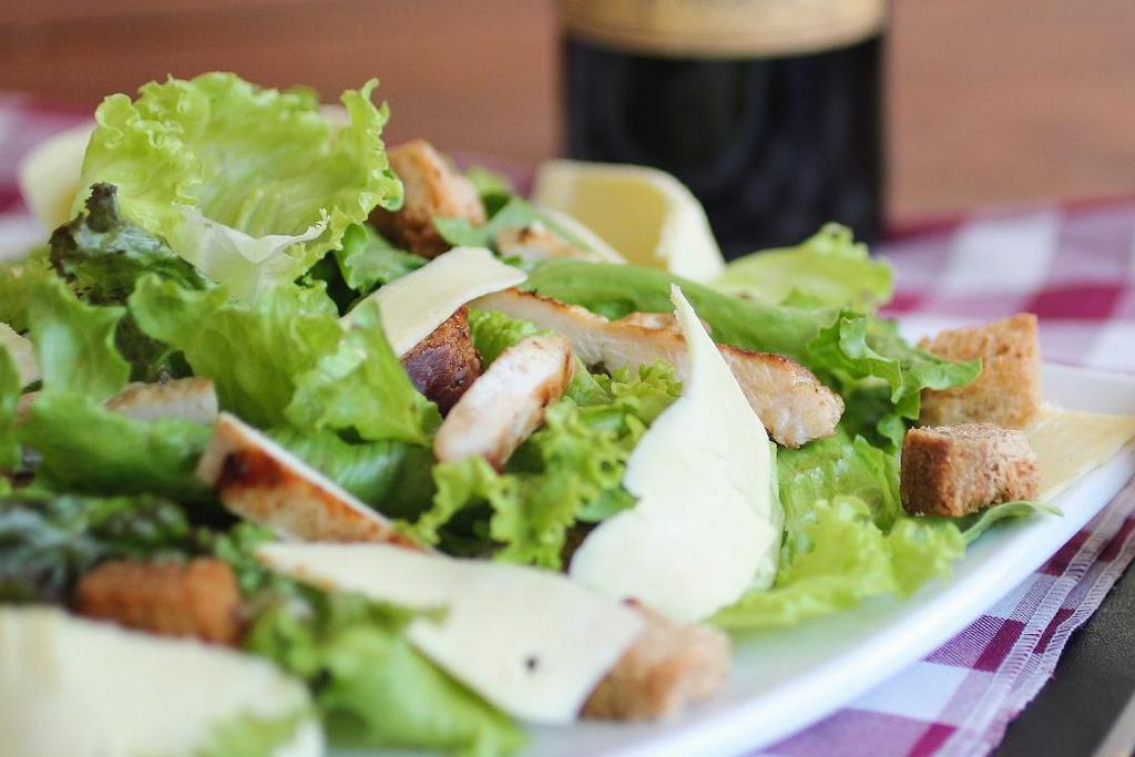 Lg Caesar Salad · Romaine, croutons, Parmesan cheese, Caesar dressing.
