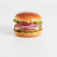 Wild Turkey Combo · Flame-grilled turkey patty topped with pepper jack cheese, lettuce, tomato, red onion, pickl...