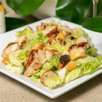 6 Caesar Salad · Grilled chicken Caesar salad, crisp romaine lettuce, croutons, and shredded parm.
