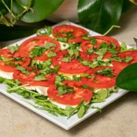 5 Salad · Caprese salad. Fresh mozzarella, tomatoes, fresh basil, and arugula.