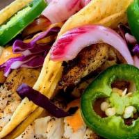 Taco (1) · Choose a protein: chicken, shrimp, fish or pork. Choose a style: Baja ( arugula, red cabbage...