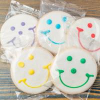 Smiley Cookies · Kosher Certified. Nut-Free. Trans-Fat Free. Hand-iced sugar cookies.