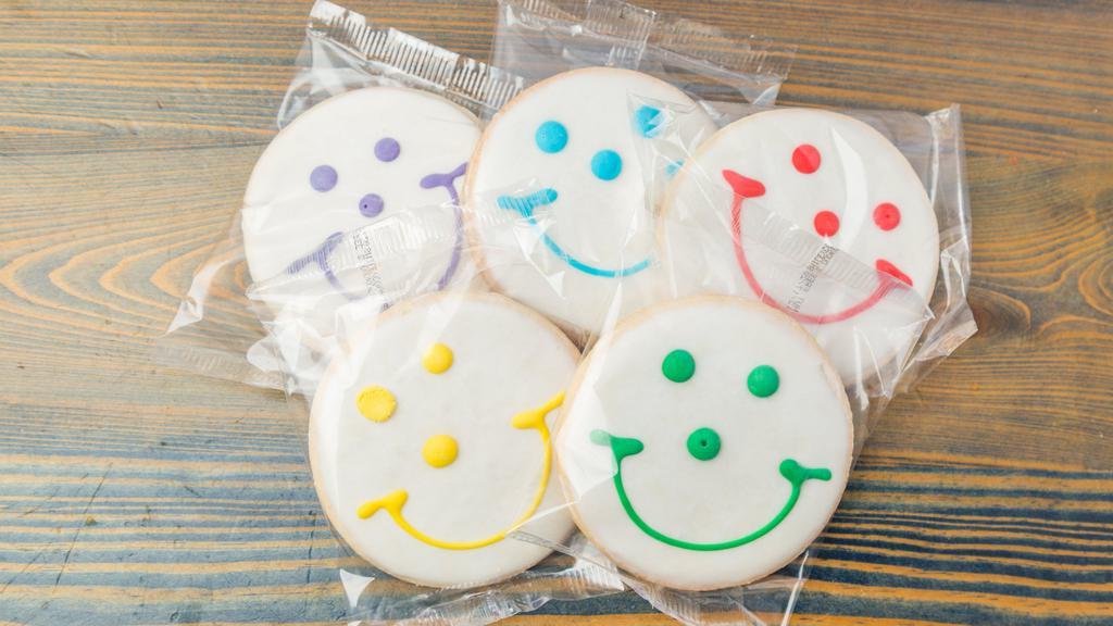 Smiley Cookies · Kosher Certified. Nut-Free. Trans-Fat Free. Hand-iced sugar cookies.