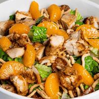Orange Bowl Salad · Grilled chicken, romaine lettuce, walnuts, Mandarin oranges and Chinese noodles with our spe...