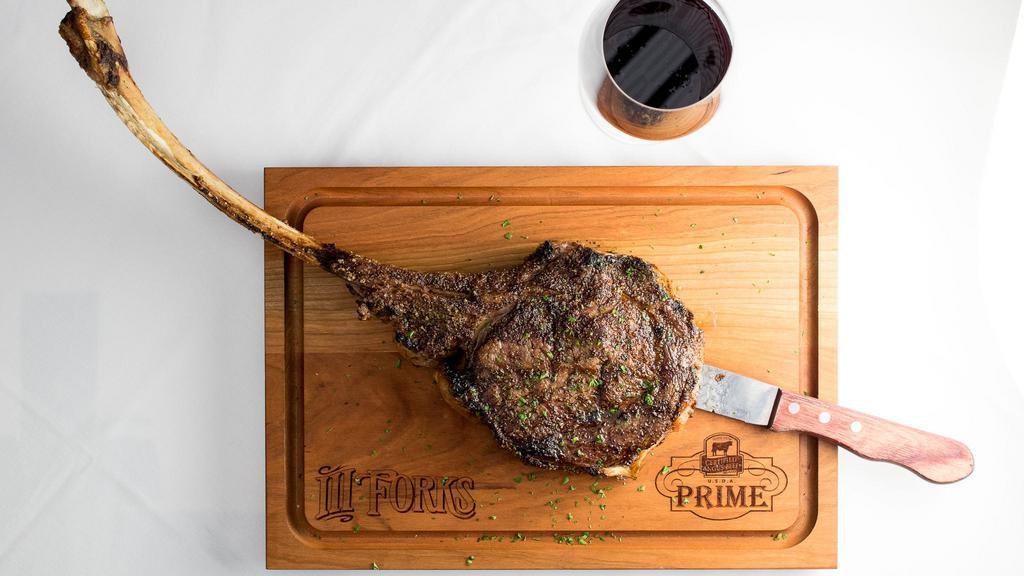 Tomahawk Ribeye (32 Oz) · Consuming raw or undercooked meats, poultry, seafood, shellfish or eggs may increase your risk of foodborne illness.