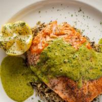 Atlantic Salmon · tarragon chimichurri. Consuming raw or undercooked meats, poultry, seafood, shellfish or egg...