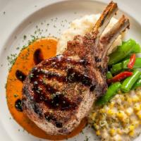 Prime Double-Cut Pork Chop · serrano peach BBQ sauce, balsamic glaze.

Consuming raw or undercooked meats, poultry, seafo...