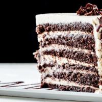 Chocolate Ganache Cake · 6 layers of moist chocolate cake with chocolate ganache