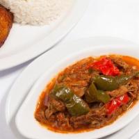Ropa Vieja · Shredded Beef in an Onion, Bell Peppers and Tomato Beef Sauce