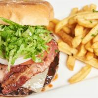 Burger - Byob · Grilled beef or chicken on a brioche, lettuce, tomato, onion, Hennessy BBQ, Swiss cheese.